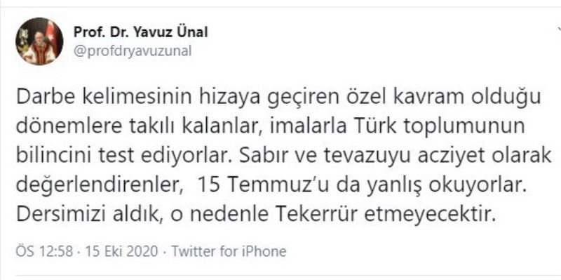 Rektör Ünal: “İmalarla Türk toplumunun bilincini test ediyorlar”
