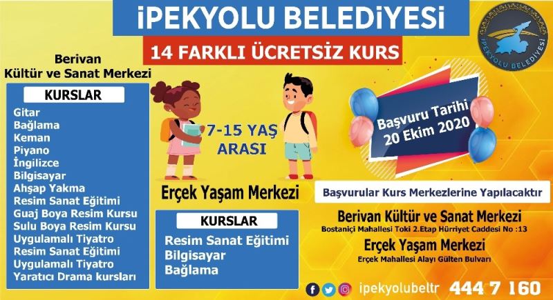 İpekyolu Belediyesinden 14 dalda ücretsiz kurs
