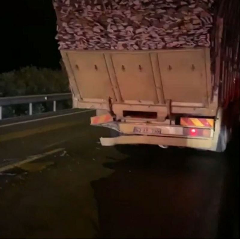 Otomobil odun yüklü kamyona arkadan çarptı
