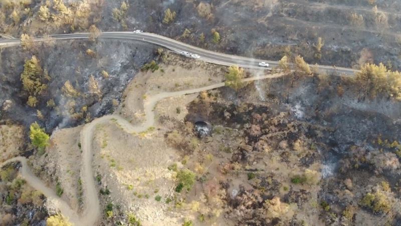 Yanan bölgeler havadan görüntülendi
