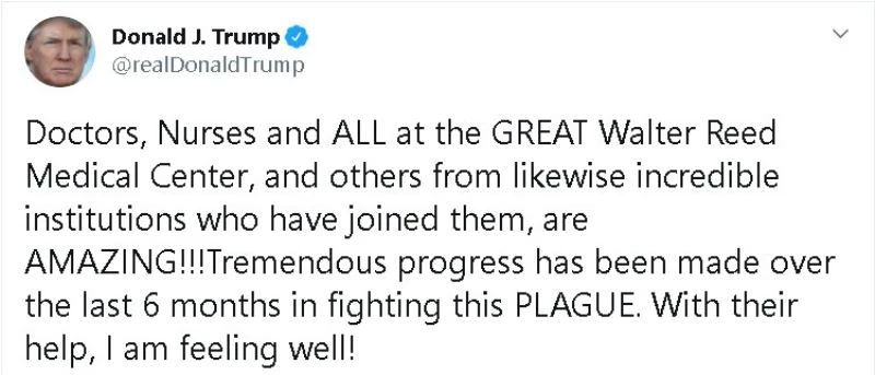 Trump’tan hastane çalışanlarına: “Onların yardımıyla kendimi iyi hissediyorum”
