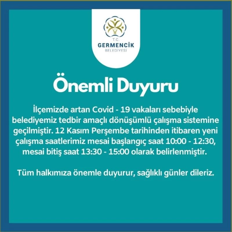 Germencik Belediyesi dönüşümlü çalışma sistemine geçti

