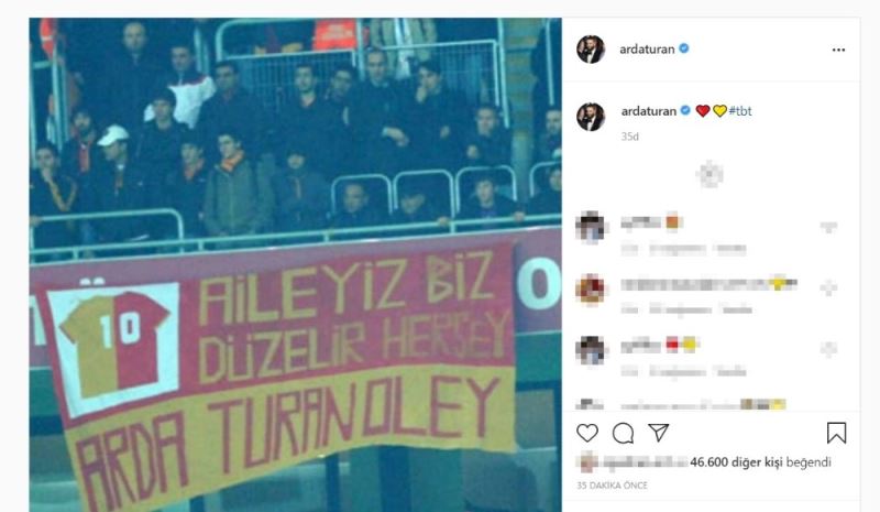 Arda Turan’dan Galatasaray paylaşımı
