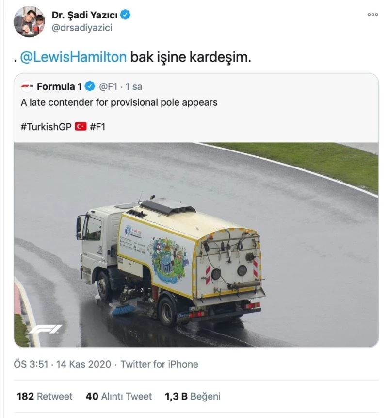 Tuzla Belediye Başkanı Yazıcı’dan Hamilton’a temizlik aracıyla cevap: “Bak işine kardeşim