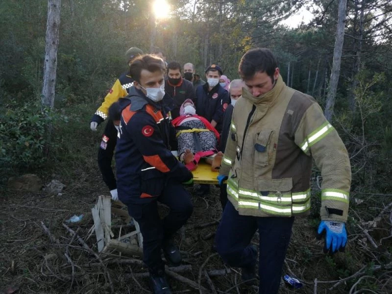 Kayışdağı Ormanı’nda mantar toplarken yere düşen yaşlı kadının ayağı kırıldı
