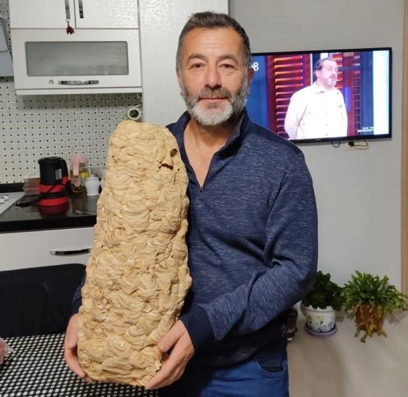 Evin içindeki dev yaban arısı yuvası görenleri şaşırtıyor
