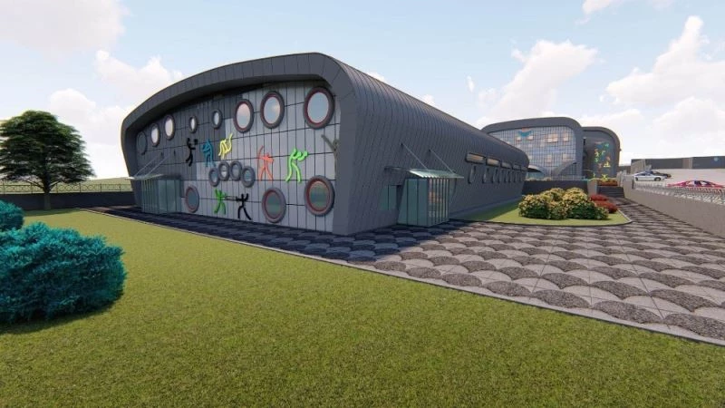 Gebze’deki yüzme havuzunun çatı imalatı sürüyor
