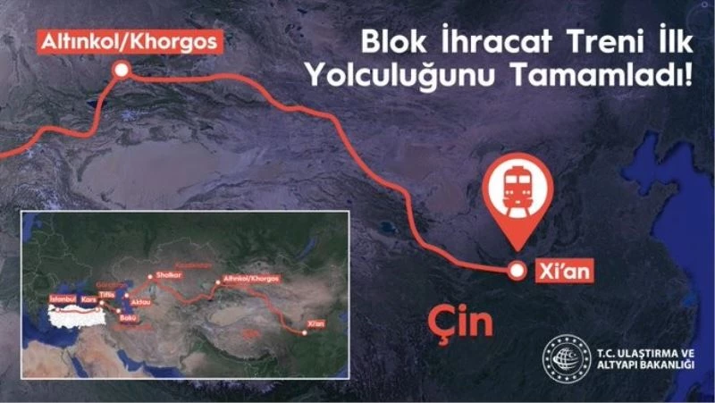 Çin İhracat Treni, Çerkezköy’den Çin’in Xi’an şehrine kesintisiz yolculuğunu tamamladı
