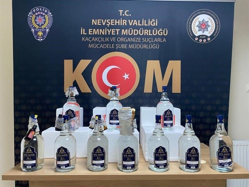 Nevşehir’de 20 litre etilalkol ve alkol aroması ele geçirildi
