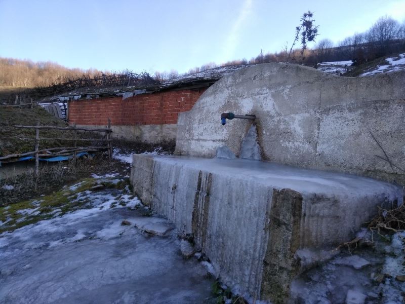 Soğuk hava çeşmeleri ve yalakları dondurdu
