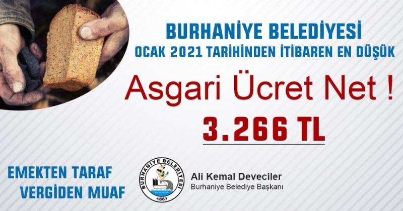 Burhaniye Belediyesi’nde en düşük maaş 3 bin 266 TL
