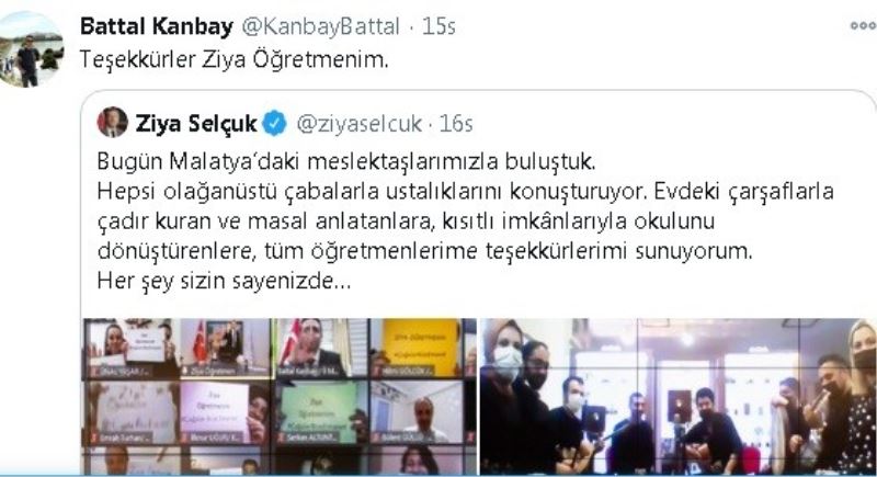 Evdeki imkanları okula dönüştürenlere teşekkür
