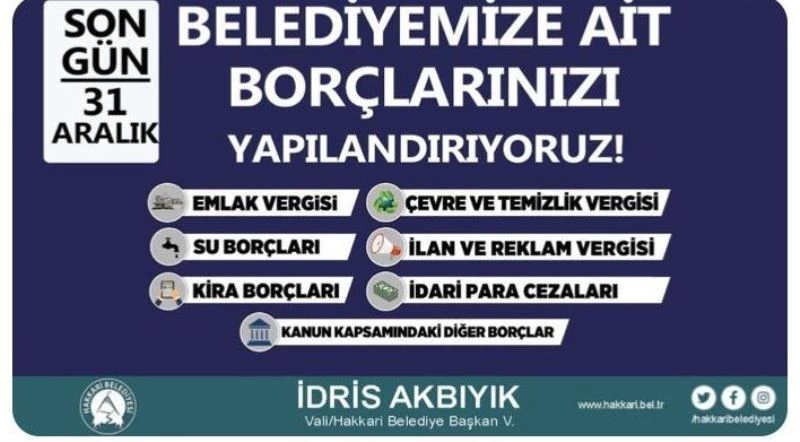 Hakkari Belediyesinde borç yapılandırması
