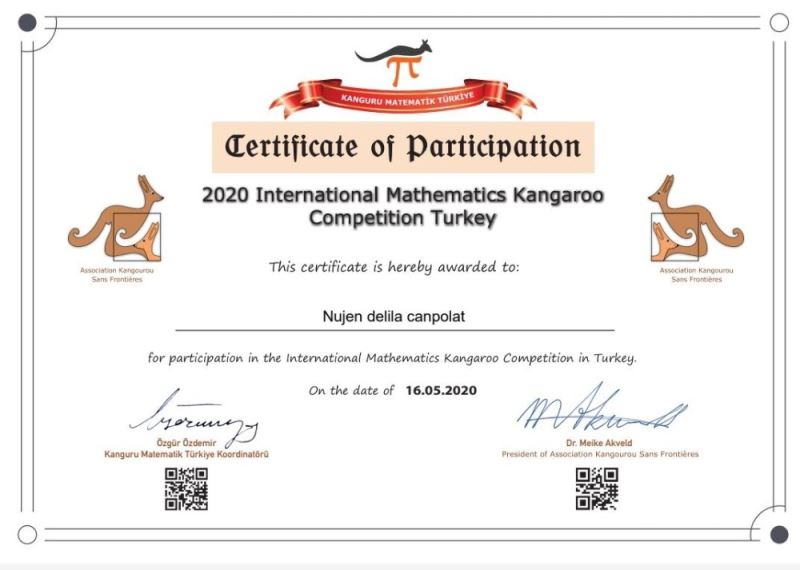 Çınarlı 4’üncü sınıf öğrencisi Uluslararası Kanguru Matematik Yarışmasında 1’inci oldu
