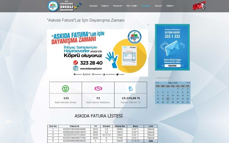 “Askıda fatura” uygulaması ile 122 kişinin su faturası ödendi
