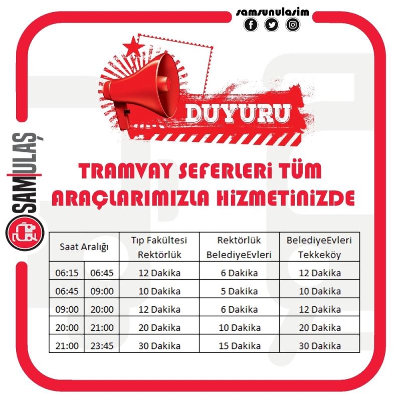 Samsun’da tramvay seferlerinde ‘normalleşme’
