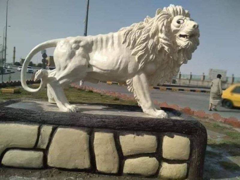 Irak’ta 65 bin dolara mal olan aslan heykeli tepkiye yol açtı
