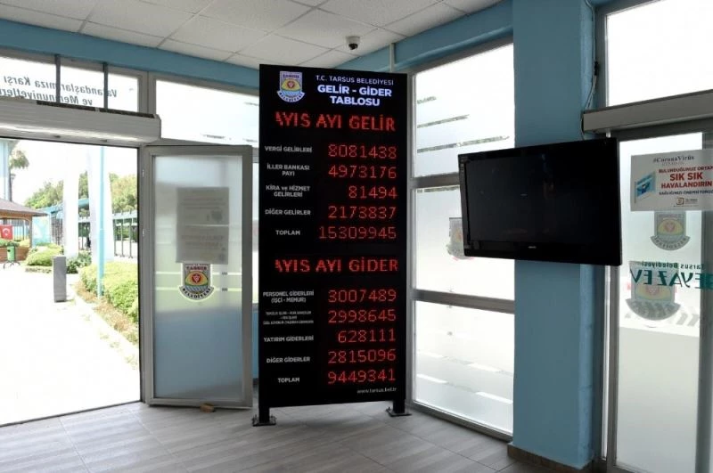 Tarsus’ta en işlek noktalara dijital gelir-gider panosu yerleştirilecek
