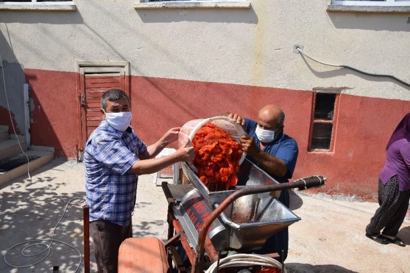 Senenin sadece dört ayı sokak sokak geziyor, günlük 1 tona kadar salça çekiyor
