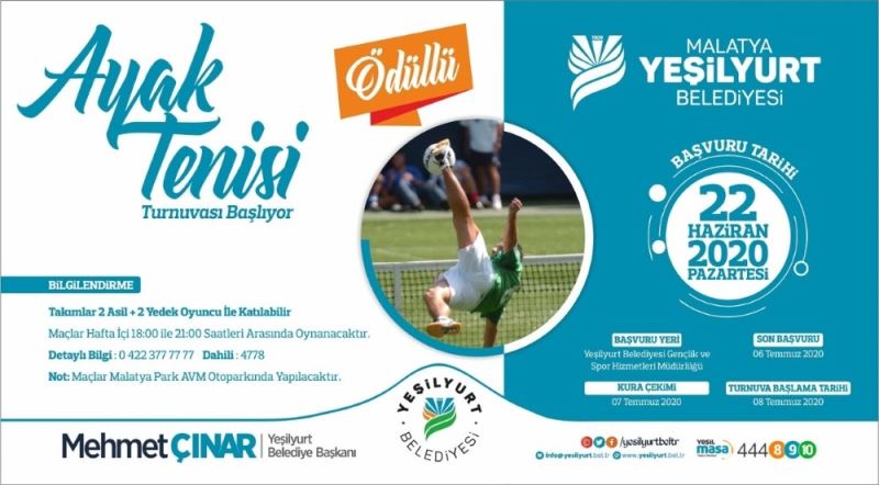 Yeşilyurt Belediyesi, ayak tenisi turnuvasıyla sporseverlerle buluşacak
