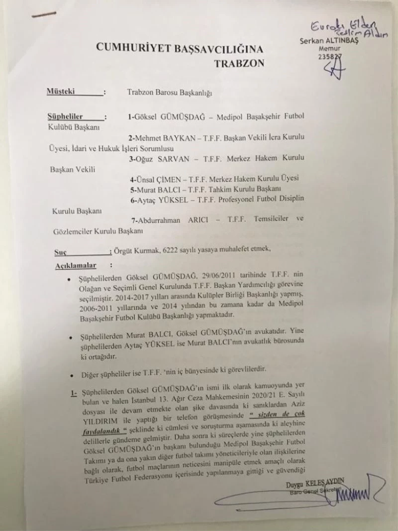 Trabzon Barosu’ndan Göksel Gümüşdağ hakkında suç duyurusu
