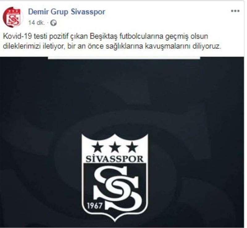Sivasspor’dan Beşiktaş’a ’geçmiş olsun’ mesajı
