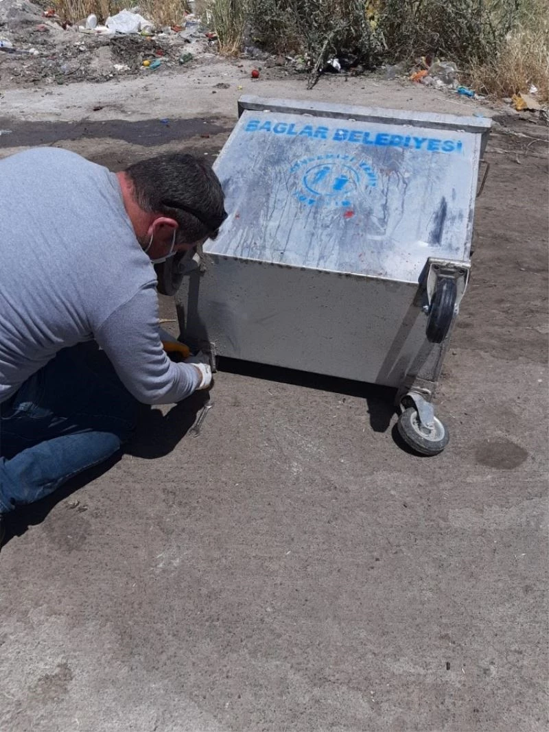 Temiz Bağlar için çöp konteynerleri yenilenerek dezenfekte ediliyor
