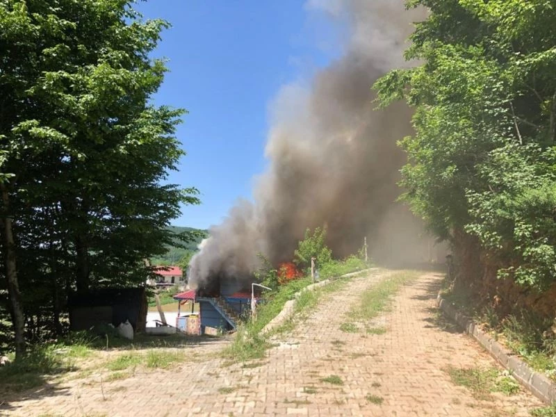 Mangal ateşinden sıçrayan kıvılcım 2 katlı evi küle çevirdi
