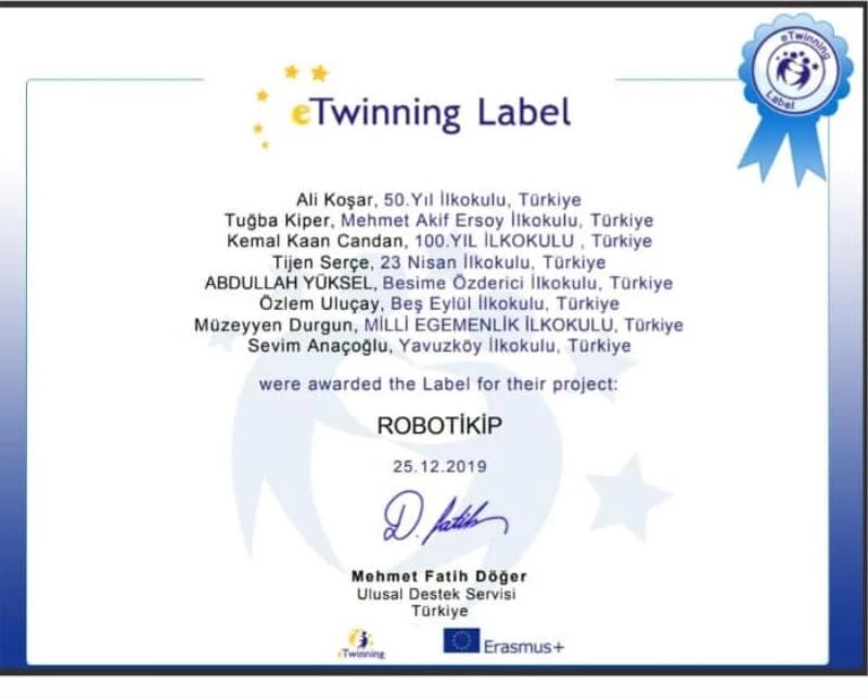 Düzce 23 Nisan İlkokulundan e Twinning başarısı
