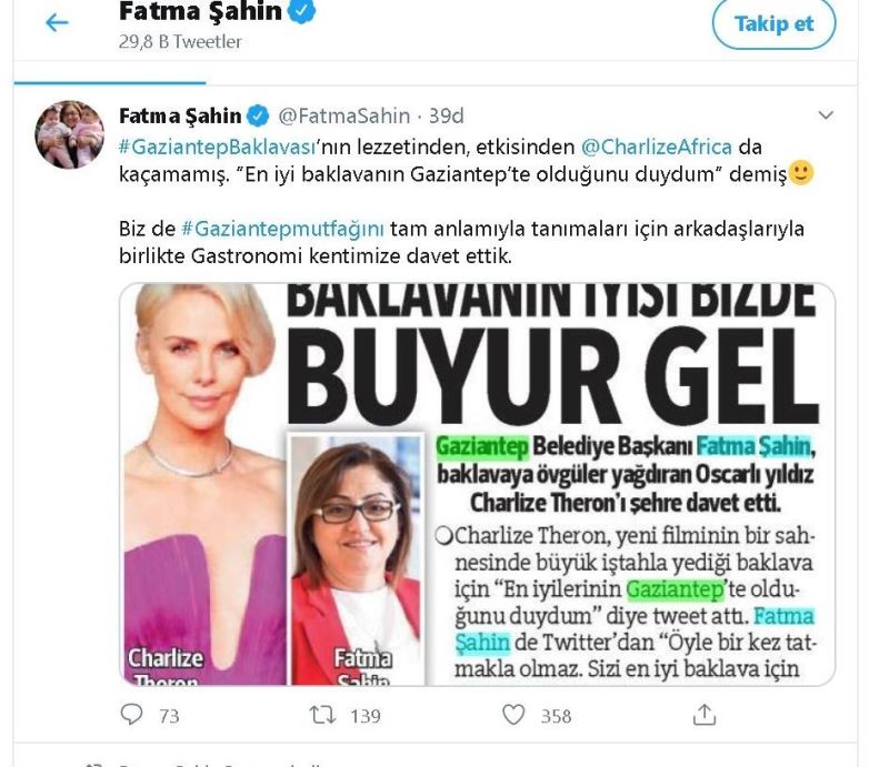 Oscarlı yıldız paylaştı, Fatma Şahin davet etti
