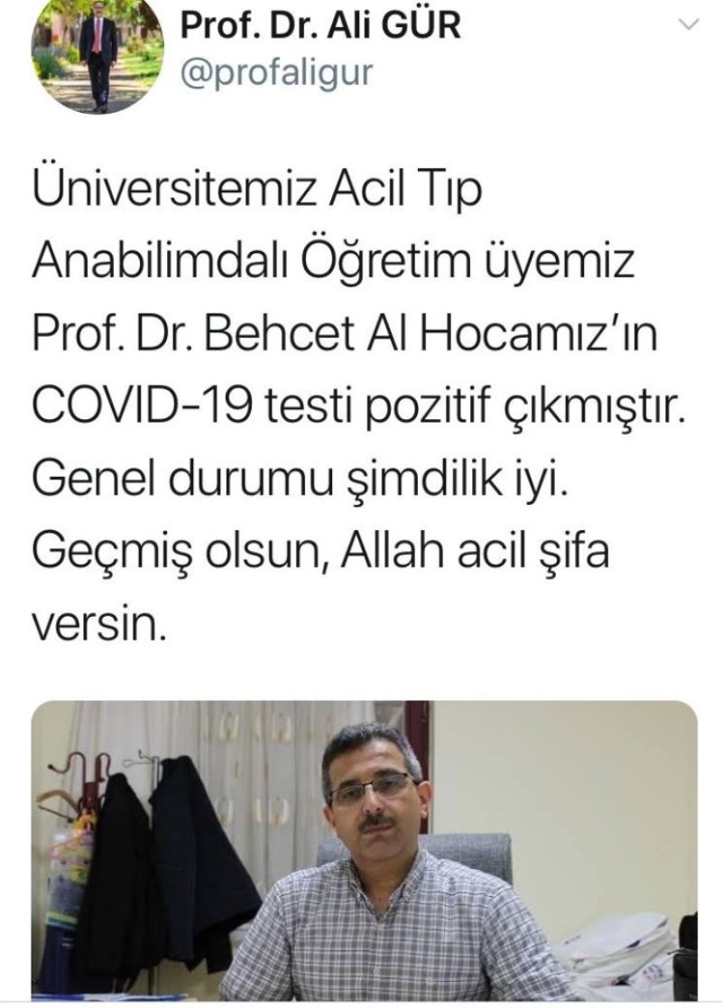 Acil tıp profesörünün testi pozitif çıktı
