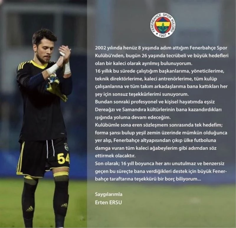 Erten Ersu, Fenerbahçe’den ayrıldı
