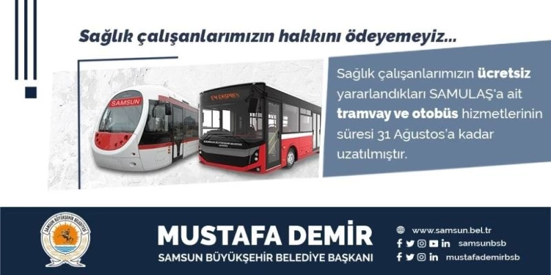 Sağlıkçılara ücretsiz ulaşımda 1 ay uzatma
