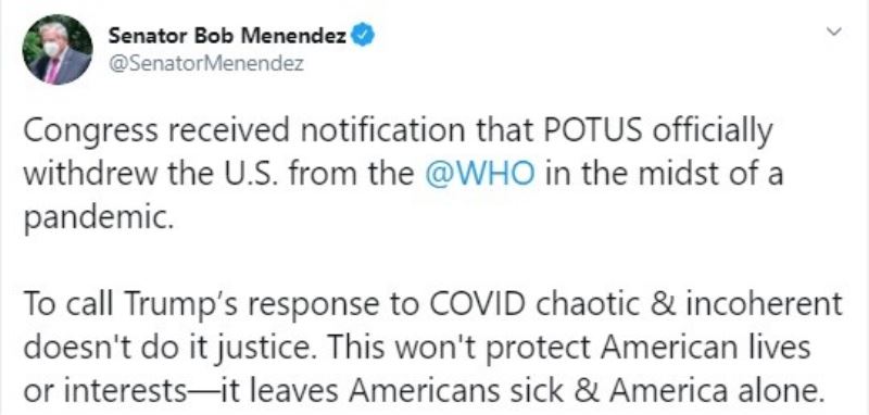 ABD’de Trump yönetimi, Dünya Sağlık Örgütü’nden çekildiğine dair Kongre’yi bilgilendirdi
