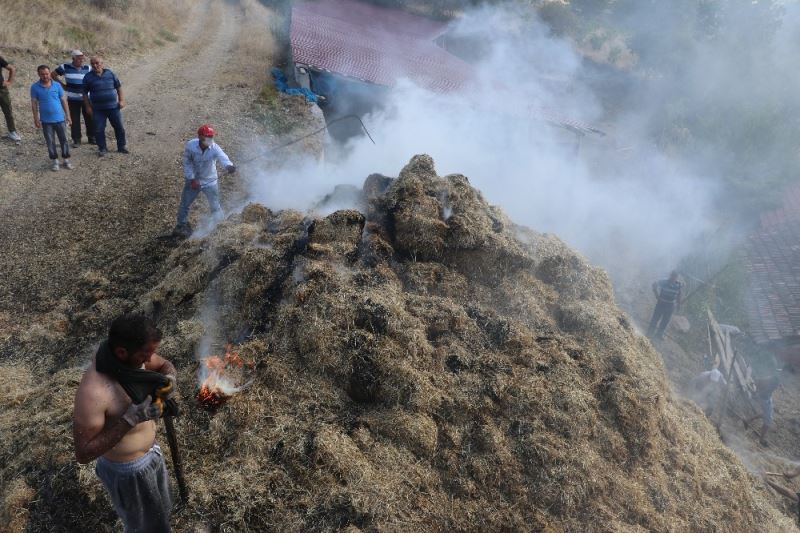 Semaverden çıkan kıvılcım 1600 balya samanı kül etti
