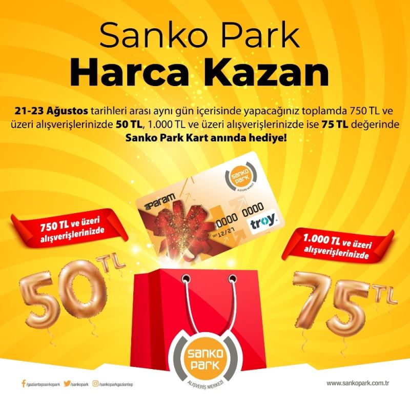 Sanko Park’ta harcamalarınız paraya dönüşüyor
