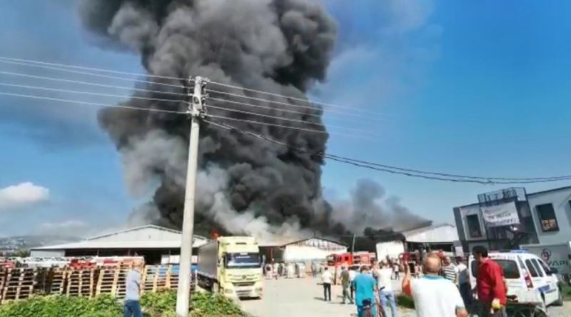 Sakarya’da süpermarketin deposu alev alev yanıyor
