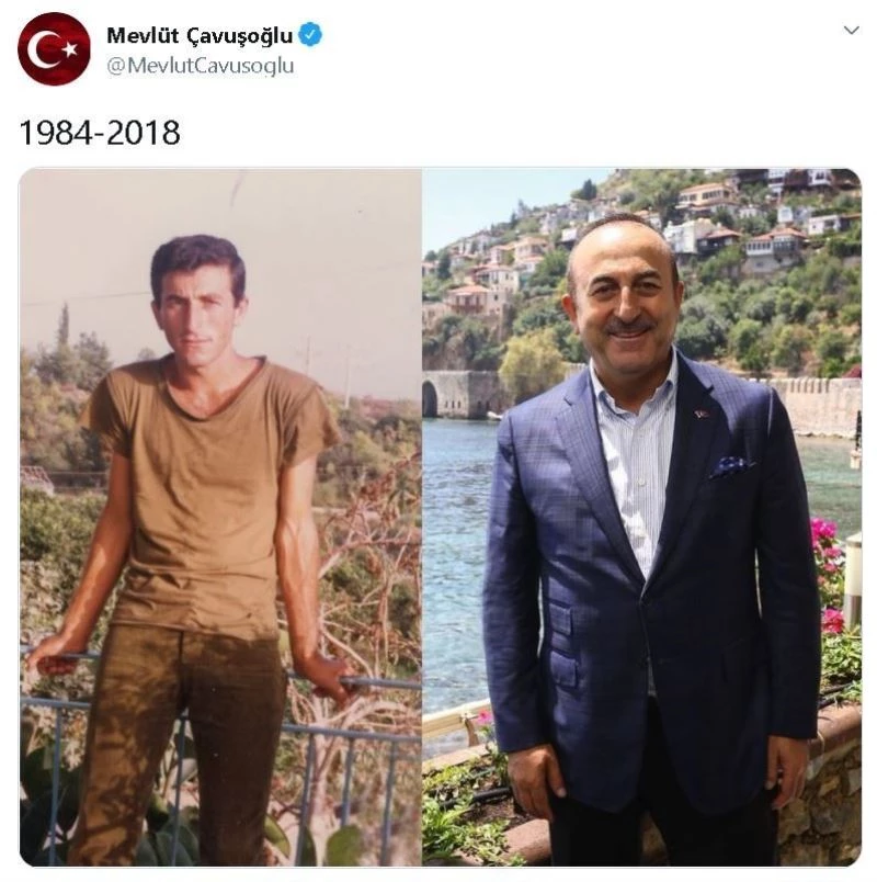 Bakan Çavuşoğlu’ndan 1984-2018 paylaşımı
