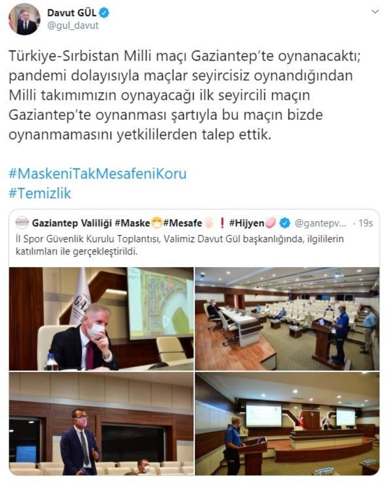 Milli maç Gaziantep’te oynanmayacak
