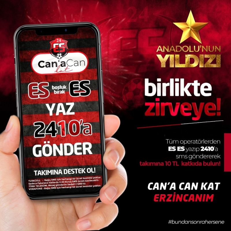 24Erzincanspora SMS ile destek
