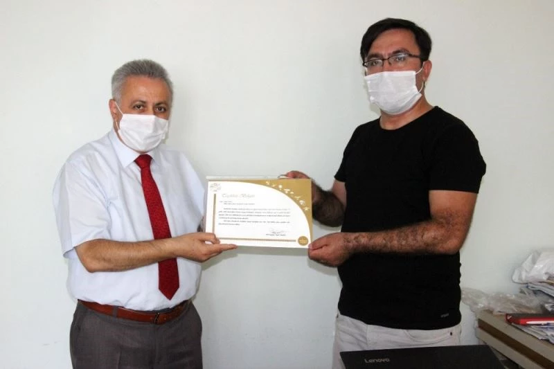 THK’dan İHA Muhabirine teşekkür belgesi
