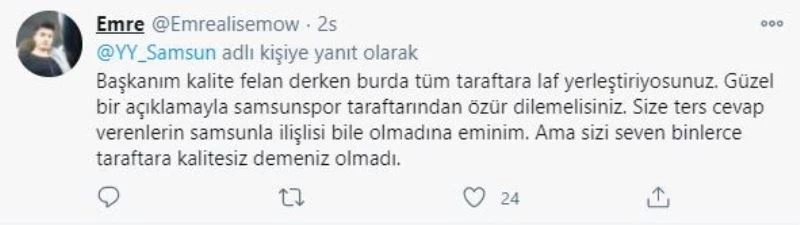 Samsunspor Başkanı Yıldırım ile taraftar arasında polemik
