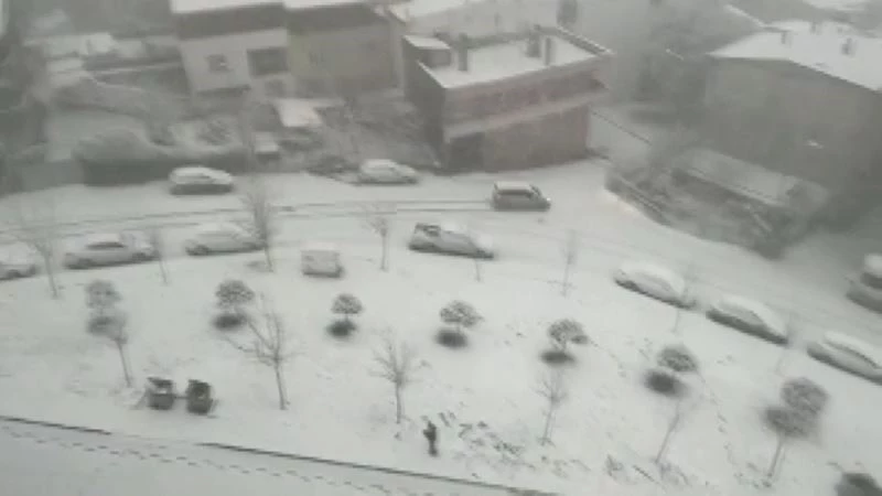 Buzlu yolda duramayan araç evin bahçesine böyle uçtu
