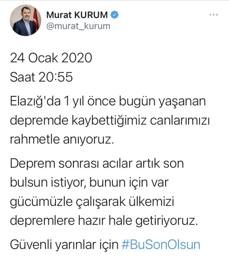 Bakanı Kurum: 