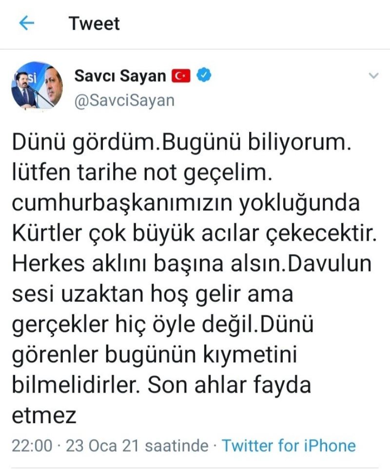 Başkan Sayan: 