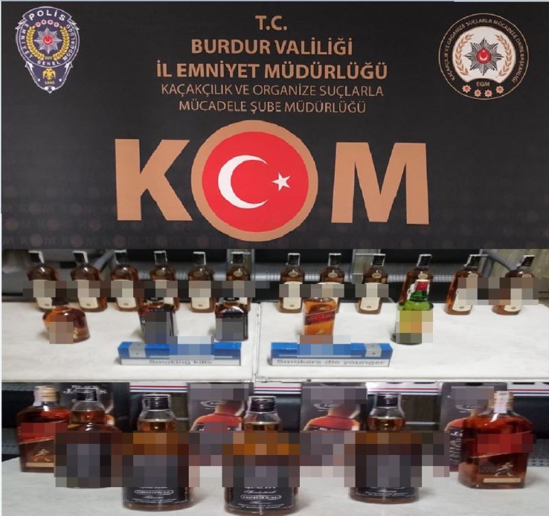 Burdur’da kaçak sigara ve içki operasyonu
