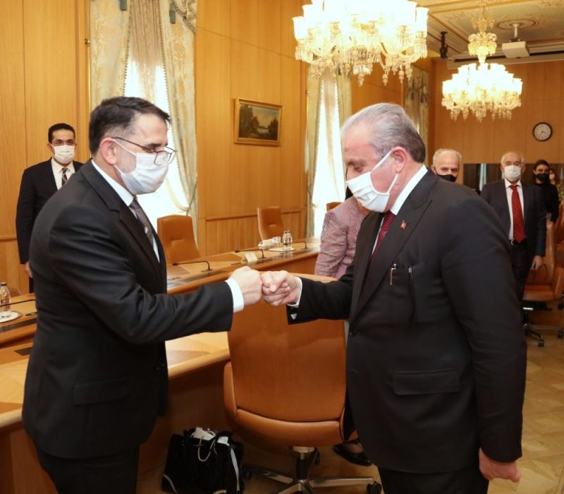 TBMM Başkanı Mustafa Şentop, Anayasa Mahkemesi Başkanı Salih Murat ve beraberindeki heyeti kabul etti
