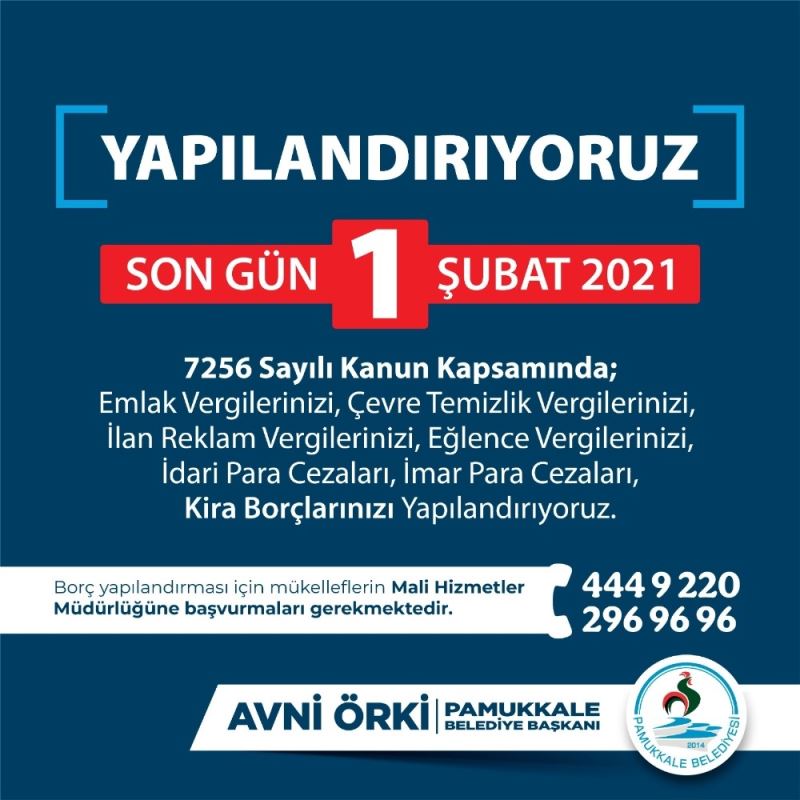 Pamukkale Belediyesi yapılandırma için son gün 1 Şubat ...