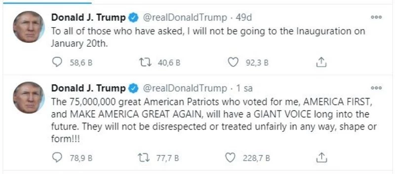 Trump, ABD Başkanı seçilen Biden’ın yemin törenine katılmayacak
