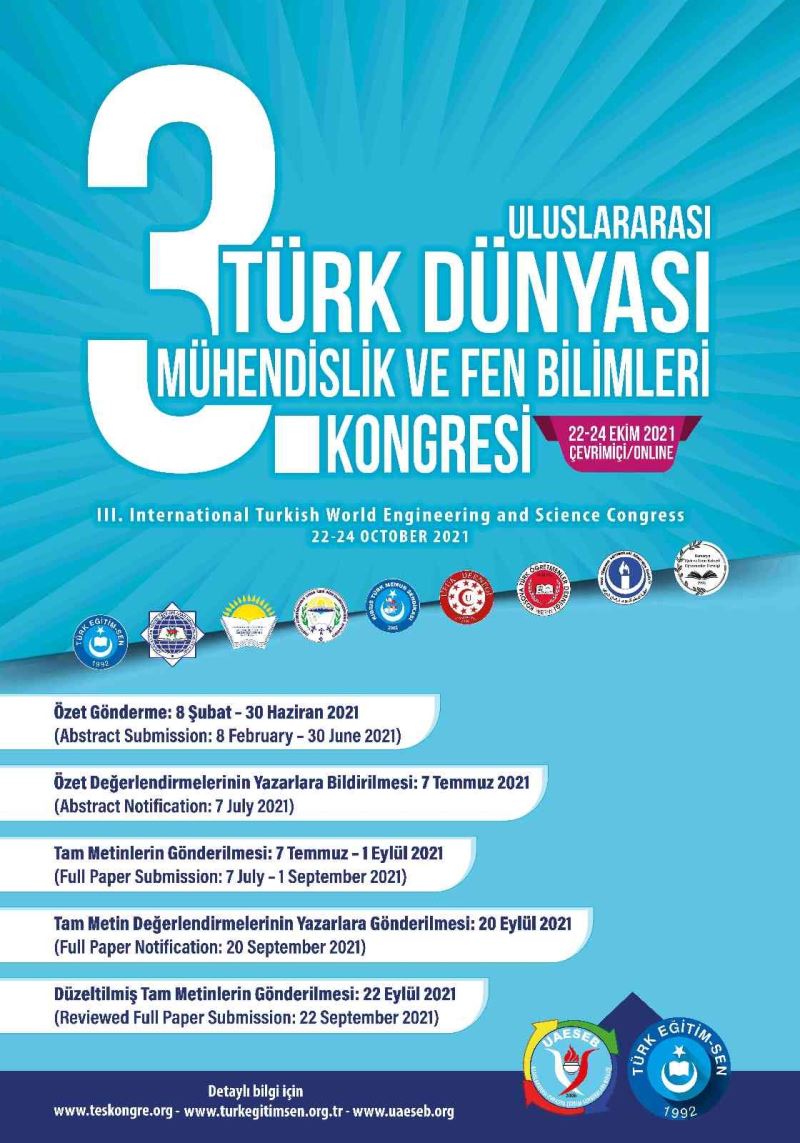 3’üncü Uluslararası Türk Dünyası Mühendislik ve Fen Bilimleri Kongresi için geri sayım başladı
